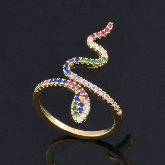 Snake Rhinestone Wrap Ring - Picture 2 of 2